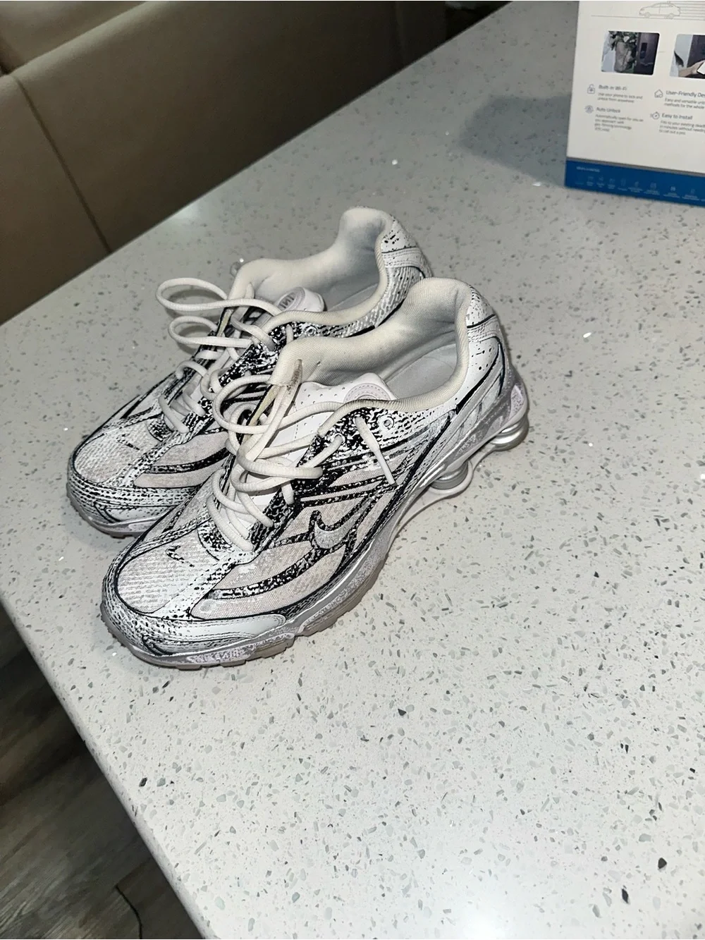 Nike White and Silver Men's Running Sneakers